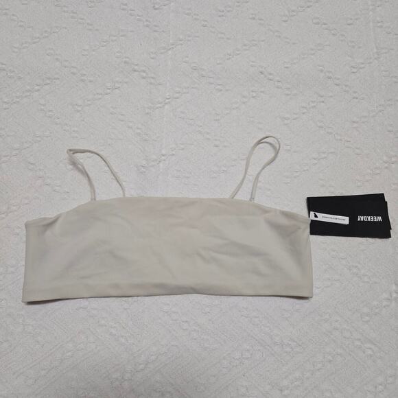 Weekday Bay Swim Top Bandeau off white sz Med Scandi Stockholm - Picture 4 of 9